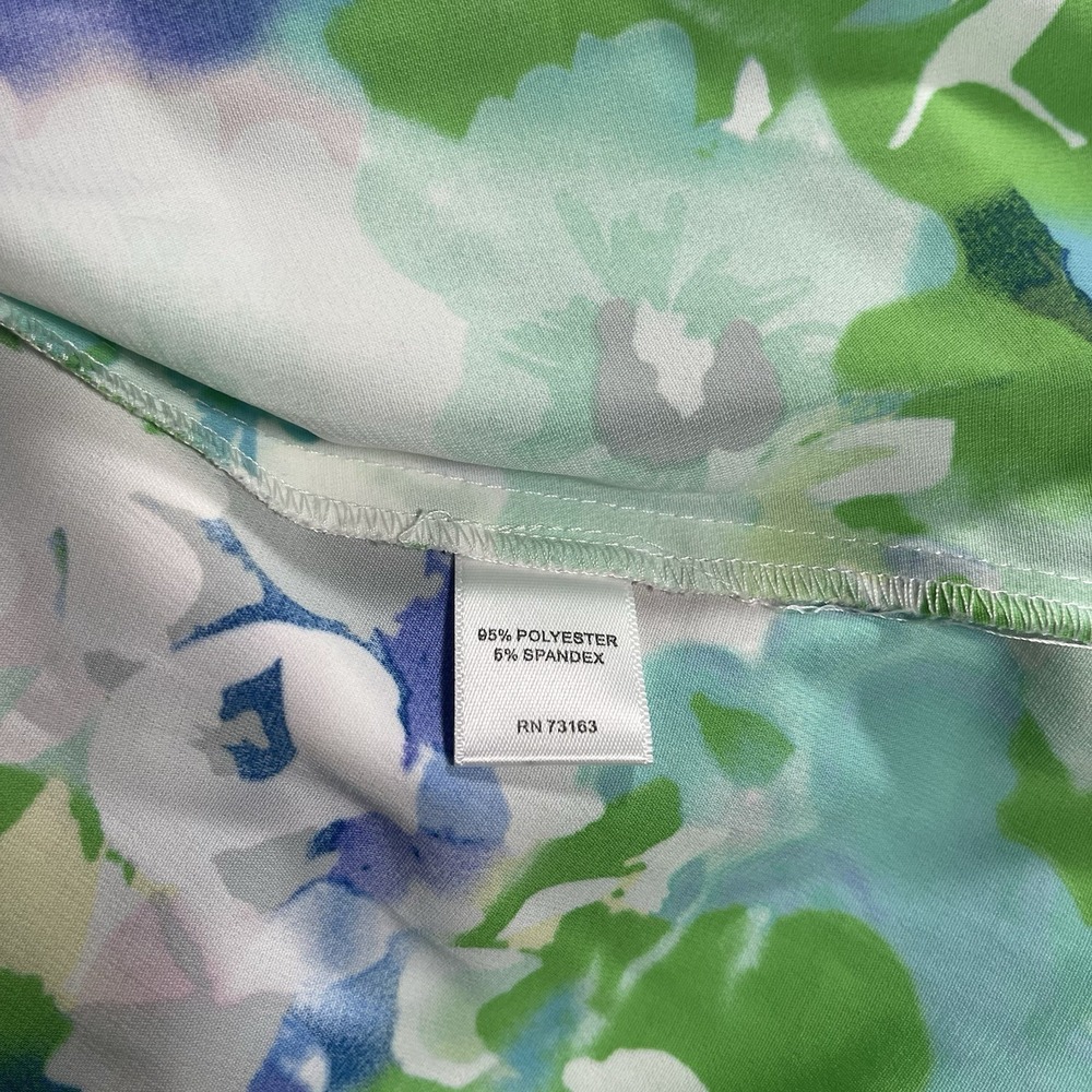 Spense Women's Floral Sleeveless Faux Wrap Blouse XL Blue Green Peplum Top - Picture 4 of 6